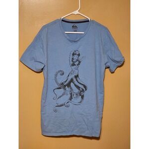 Quiksilver Modern Fit Graphic T-Shirt Men's XL Octopus Tattoo Blue